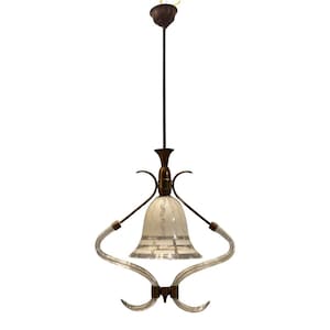 Vintage Murano Pendant Light, Italian Barovier Chandelier, Murano Glass Light, Bronze and Murano Glass Pendant Light, Chandelier Lighting