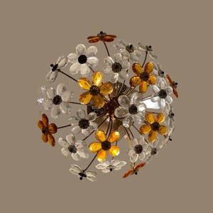 Vintage Murano Flower Flush Mount Chandelier: Italian Ceiling Light