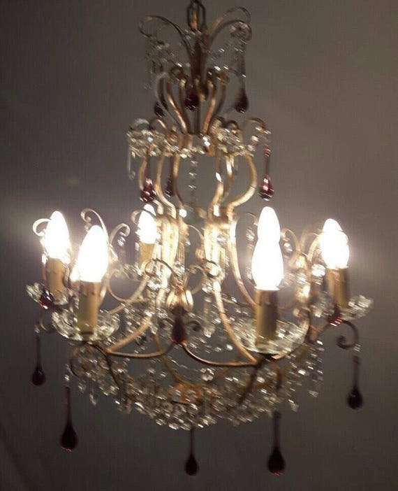 Vintage Murano Chandelier Crystal Chandelier Macaroni Beaded