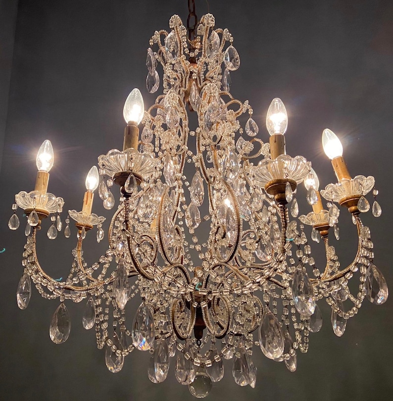 Murano Glass Chandelier, Vintage Crystal Macaroni Beaded Chandelier, Murano Pendant Light, Wiring Comp USA, Free Shipping USA | Etsy Murano Glass Chandelier, Vintage Crystal Macaroni Beaded Chandelier, Murano Pendant Light, Wiring Comp USA, Free Shipping USA | Etsy