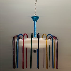 Murano-designkroonluchter uit het midden van de eeuw, zeldzame luxe interieurhanglamp, veelkleurig licht, bedrading compatibel VS, gratis verzending