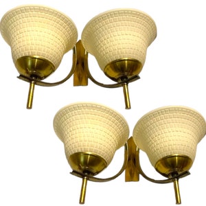 Vintage Murano Glass Sconces: Italian Brass Wall Lights (Set of 2)