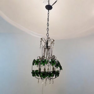 Vintage Murano Flower Chandelier: Italian Crystal Beaded Pendant Light