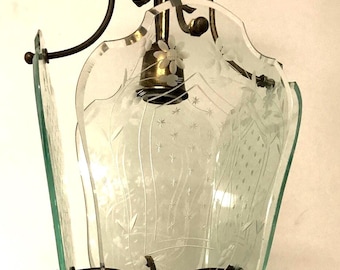 Lanterna vintage, lampadario, lampada a sospensione, luce in vetro italiano, cablaggio compatibile con gli Stati Uniti, spedizione gratuita negli Stati Uniti.