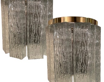 Apliques vintage de tubo de cristal de Murano: lámparas de pared italianas (juego de 2)