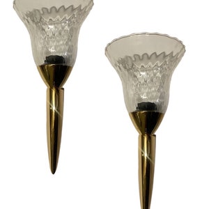 Vintage Murano Glass Sconces: Italian Brass Mid-Century Wall Lights