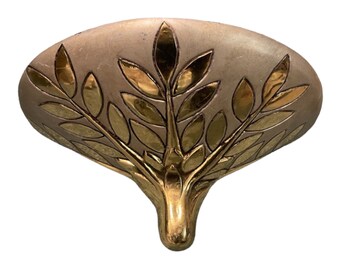 Large Original Italian Vintage Single Sconce, Wall Light, Brass Leaf Design Architectural Sconce, Wiring Compatible USA, Free Shipping USA