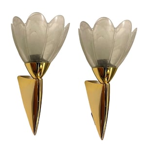 Vintage Murano Glass Sconces, Italian Murano Flower Mid century Sconces, Wall Lights Fixtures, Set of Two Wall Lamps