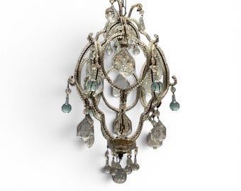 Vintage Murano Glass Chandelier: Italian Beaded Pendant Light with Murano Drops