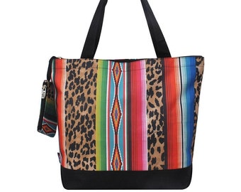 Personalized Leopard Serape NGIL Tote Bag, Monogram Leopard Serape