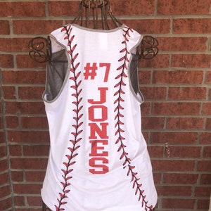 Custom Personalized Glitter or Regular Vinyl Womens Baseball Racerback Tank Top, Baseball Mom Baseball Sleeveless Racer back Tank