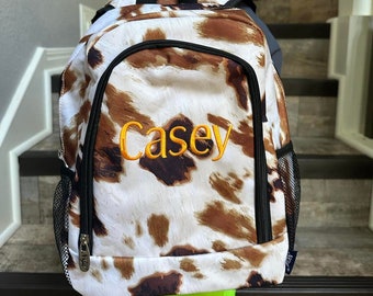 NGIL Small Toddler Till the Cows come Home Backpack, Monogram backpack, personalized backpack, toddler brown cow backpack