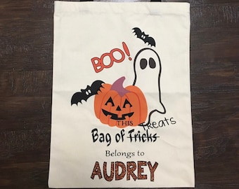 Personalized Heavy Canvas Halloween Bag, Trick or Treat Bag, Halloween Totes, Halloween Bag, trick or Treat Tote, Halloween, Halloween Tote