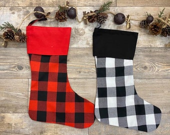 Personalized Embroidered Buffalo Plaid Christmas Stockings