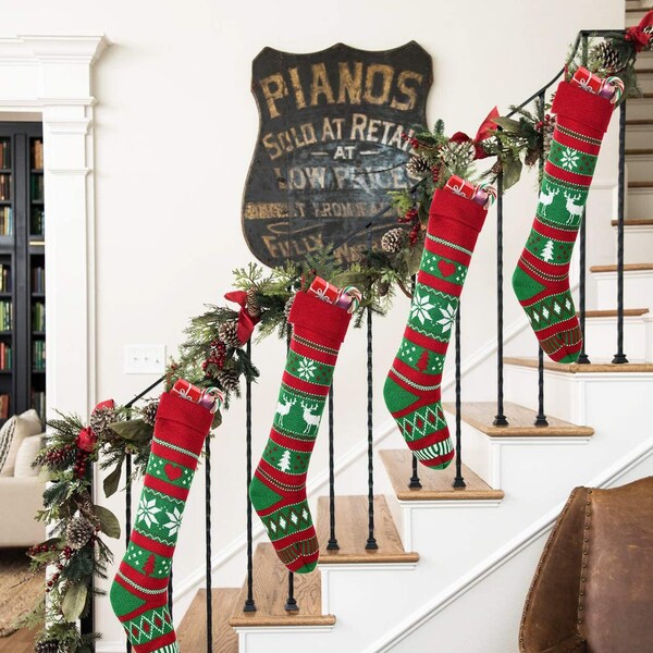 Knit snowflake christmas stockings