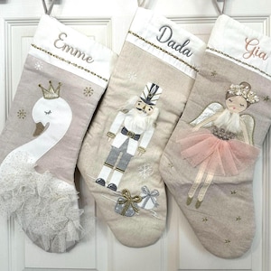 Personalized Embroidered Mon Ami Swan Anna Angel Nutcracker Christmas Stocking