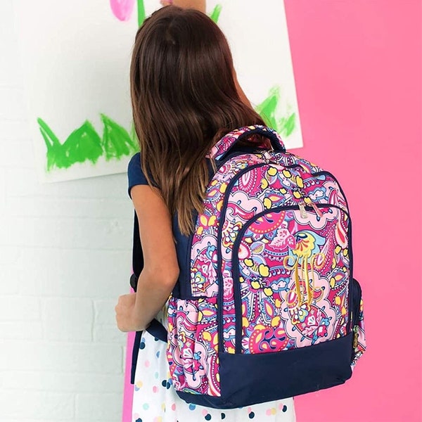 Embroider Ellison Lunchbox & backpack set, Paisley Lunchbox and backpack set, personalized backpack and lunchbox set, girls paisley backpack