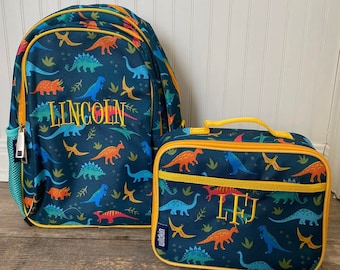 Wildkin Jurassic Dinosaurs Backpack 15 inch lunchbox set, monogram backpack lunchbox set, boy backpack lunchbox set, backpack set, dino