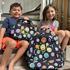 Large Smiley Face backpack, Smiley school bag, girls Smile backpack, ngil Come on Get Happy Smiley large backpack, girls back to school bag