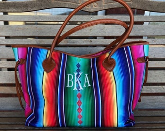 Serape Tote, Weekender Tote, Rainbow Tote, Weekender Bag, mothers day, graduation gift, birthday gift, Beach Tote, overnight bag