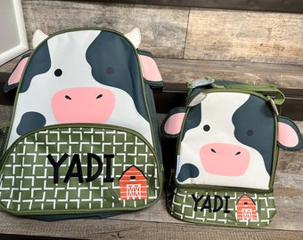 Personalized Sidekicks Cow Backpack Set- Stephen Joseph Backpack- Preschool Backpack- Toddler Backpack- Children's Backpack Set