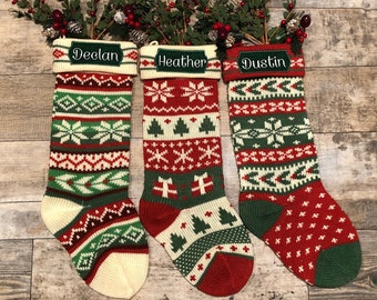 Justin-S200 Christmas Stocking Personalized Christmas Stocking Knitted Stocking Xmas Stocking