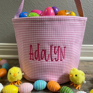 Gingham Easter Basket MD, personalized easter basket, embroidered easter basket, easter basket, girls easter basket, bunny basket