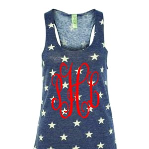 Monogram Star Tank Top, Memorial Day Tank, July 4th Tank, Patriotic ...