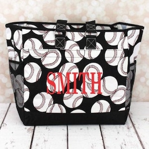 Baseball Everyday Organizer Tote Bag, Baseball Organizer Tote, Personalized Baseball Tote, Large Baseball Organizer Tote Bag