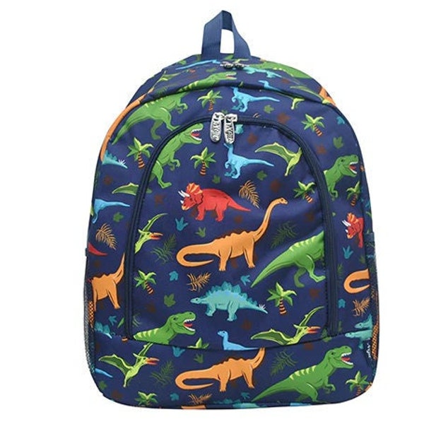 Large Dino World Backpack, dino Lunch box, Monogram backpack, personalized backpack, boys dinosaur backpack, school bag