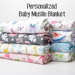 Personalized Muslin Baby Blanket, Baby Shower Gift, personalized baby gift, Baby boy, watercolor muslin blanket