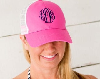 Monogrammed Trucker Hat, Monogram Baseball Cap, Personalized Baseball Hat, Monogrammed Bridesmaid Gift, Summer Ball Cap, Girls monogram cap