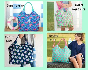canvas beach bolsa with zipper