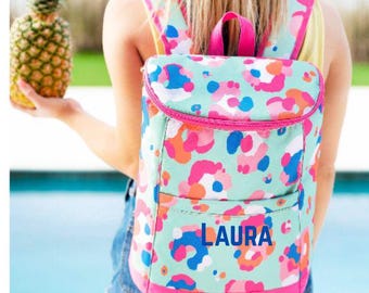 Monogrammed Viv and Lou Backpack Cooler, Personalize  insulated bag, embroidered pool food storage