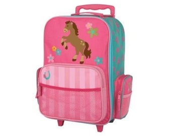 Girls Suitcase, Personalized Rolling Luggage for Girls, Stephen Joseph, Toddler Travel Bag, Children's Rolling Horse Luggage