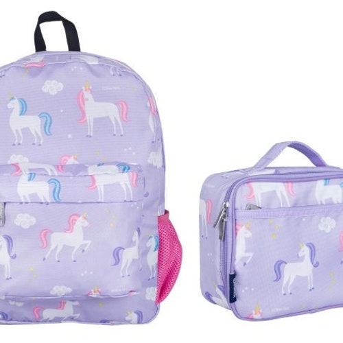 Wildkin Purple Unicorn Backpack Lunchbox Set Monogram Etsy