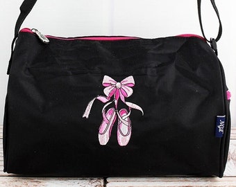 Embroidered Mini Black Dancer Duffle Bag, Dancer Gift, Sports Bag - Main Image