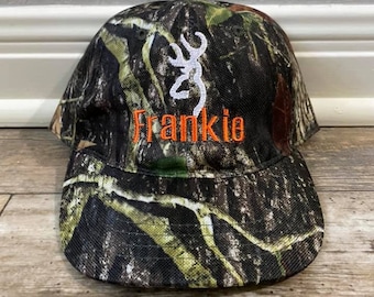 Personalize Kids Hunting Cap,  Kids Deer Hunting Hat, Embroidered Deer Head and Name on a Camo Cap, Boy Gift under 20