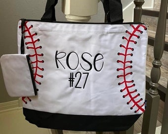 Baseball Tote Bag, Baseball Tote, Baseball Bag, Personalized Canvas Baseball Tote, Large Baseball Canvas Tote Bag