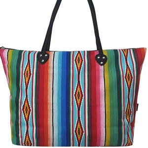 Embroidered Serape Large shoulder Tote, Weekender Tote, Zippered Serape Shoulder Tote, Weekender Bag, graduation gift bild 1
