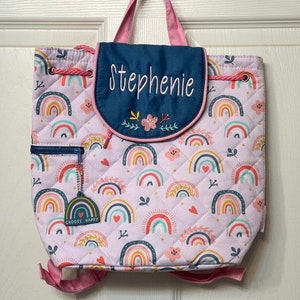 Quilted Rainbow Backpack for Baby , Baby Bunny Backpack, Stephen Joseph, Preschool Backpack, Baby Backpack, small girl backpack