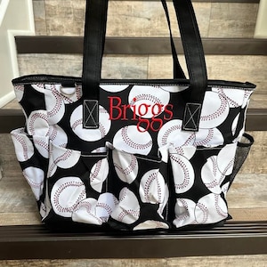 Baseballs Large Utility Caddy Tote Bag, Baseballs Organizer Tote, Personalized Baseballs Tote, Large Baseballs Organizer Tote Bag