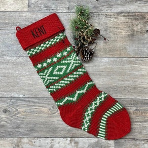 Embroidered Christmas Stockings, Personalized Christmas Stockings, knit Stocking, Christmas knit Stocking, sweater stocking