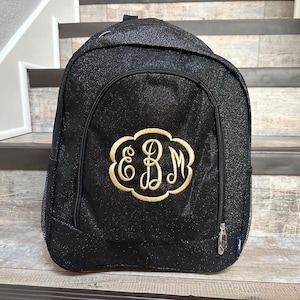 LARGE Black Glitter Backpack, Monogram black glitter backpack, personalize glitter backpack, girls backpack, girls glitter backpack
