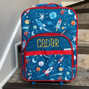 Boys Space Suitcase, Personalized Rolling Luggage for Boys, Stephen Joseph, Toddler Travel Bag, Children&#39;s Rolling Luggage
