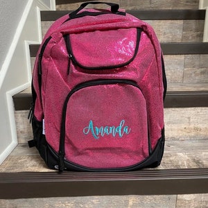 Large Pink Glitter Backpack, Monogram Hot pink glitter backpack, personalize glitter backpack, girls backpack, girls glitter backpack