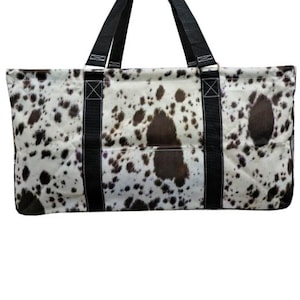 Monogram Black Cowhide Utility Tote, Collapsible Tote, Tailgate Tote, Personalize utility tote, rodeo Utility tote, Fathers day gift