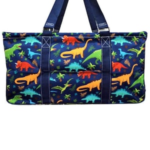 Monogrammed Collapsible Dino World Utility Tote, Collapsible Tote, Tailgate Tote, Personalized utility tote, Dino World Utility tote