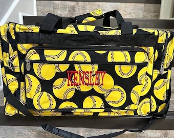 23 Inch NGIL Softball Print Duffle, personalize Softball duffle, girls overnight duffle, softball travel bag, sports duffle, ball duffle