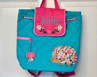 Daycare Backpack, Hedge hog Quilted Backpack, Stephen Joseph, Preschool Backpack, Toddler Backpack, Children's Backpack, small girl backpack